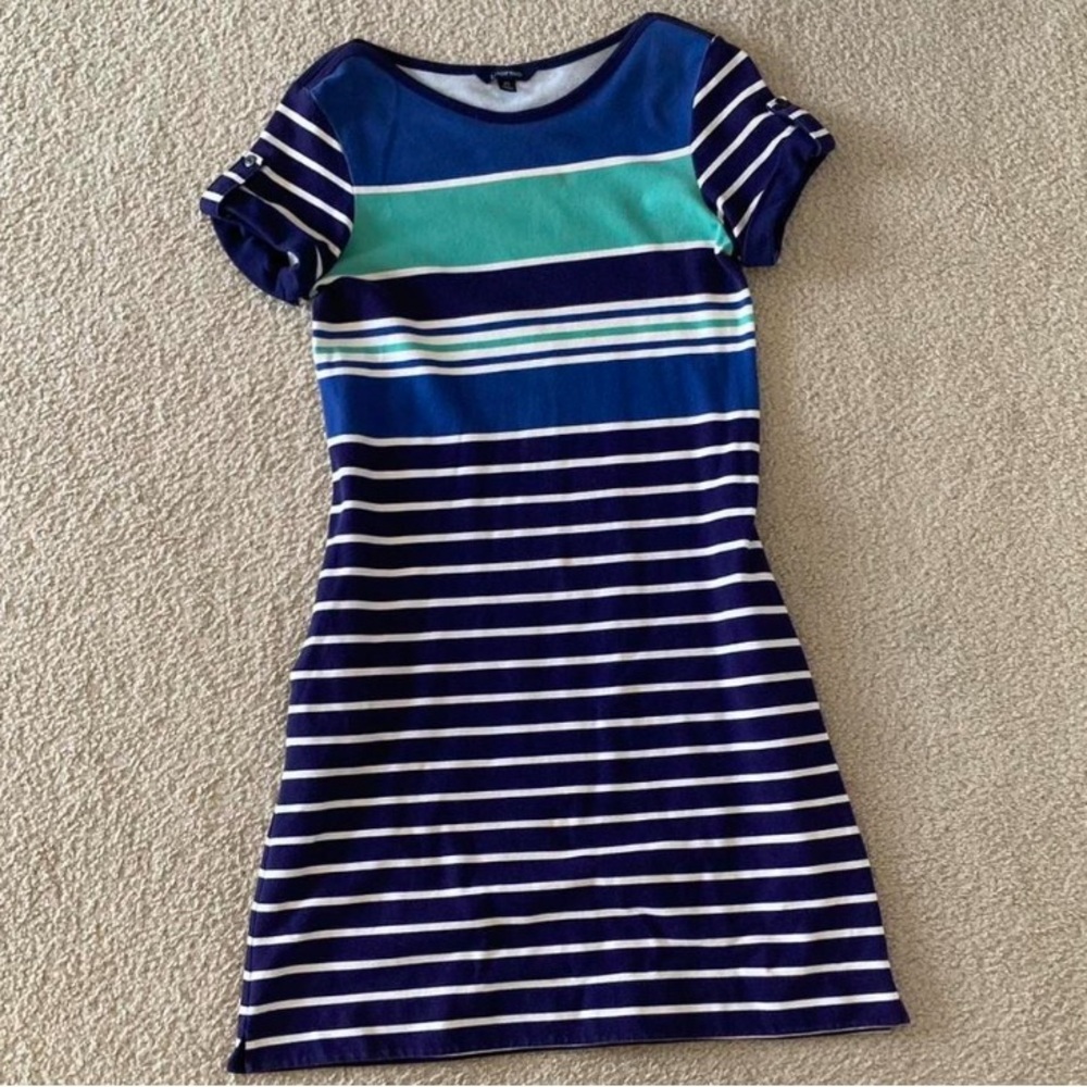 Striped Navy and Teal Dress